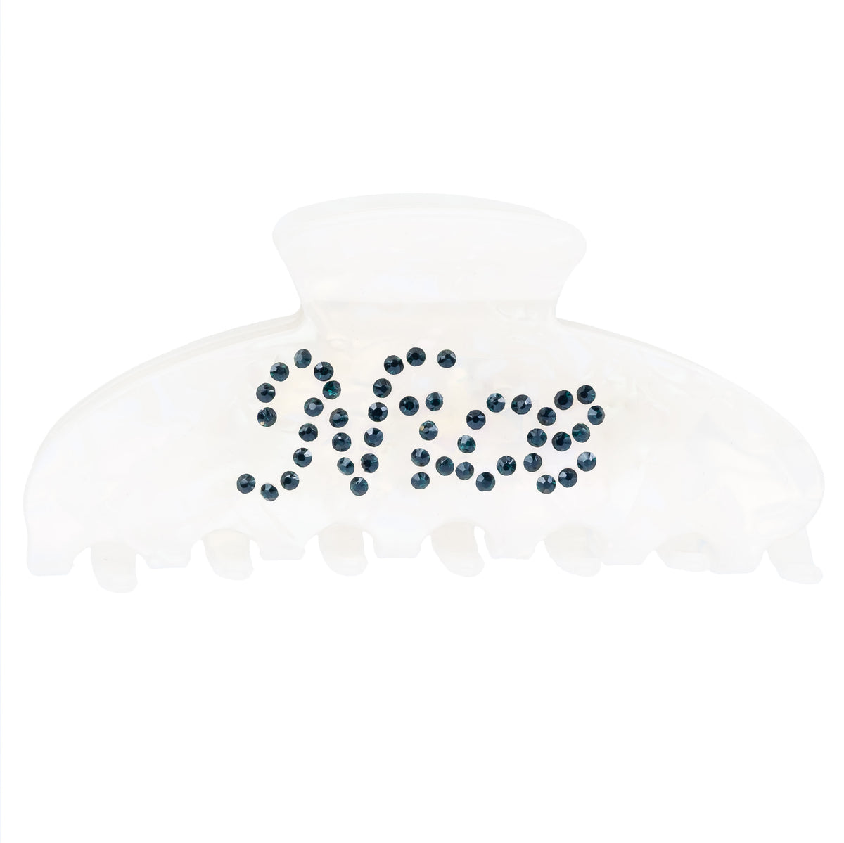 TEXT HAIR CLAW "NAUGHTY" "NICE" WHITE W/RED & GREEN