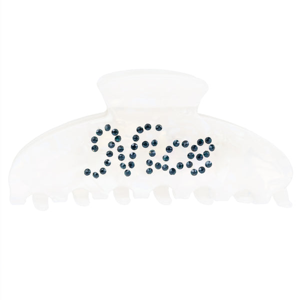 TEXT HAIR CLAW "NAUGHTY" "NICE" WHITE W/RED & GREEN