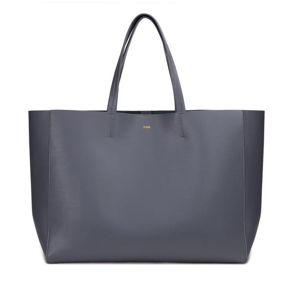 LEATHER TOTE WIDE NAPPA STEEL BLUE