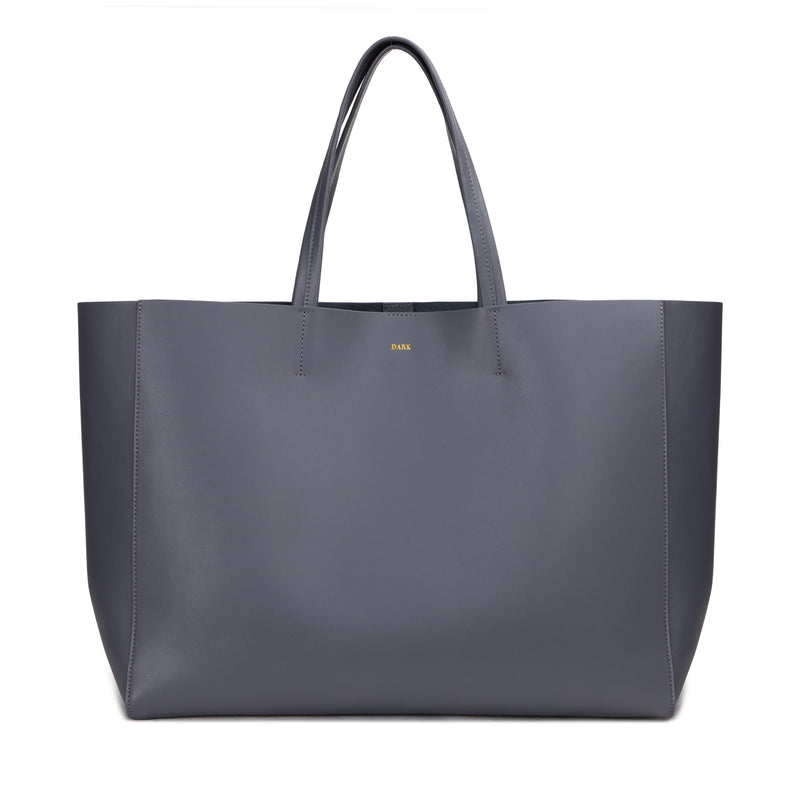 LEATHER TOTE WIDE NAPPA STEEL BLUE