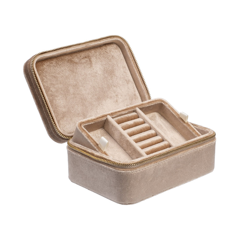 VELVET JEWELLERY BOX SPARKLED CHAMPAGNE