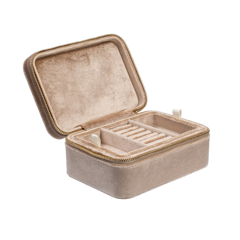 VELVET JEWELLERY BOX SPARKLED CHAMPAGNE