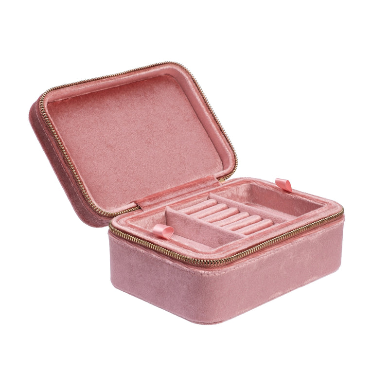 VELVET JEWELLERY BOX SPARKLED ROSE