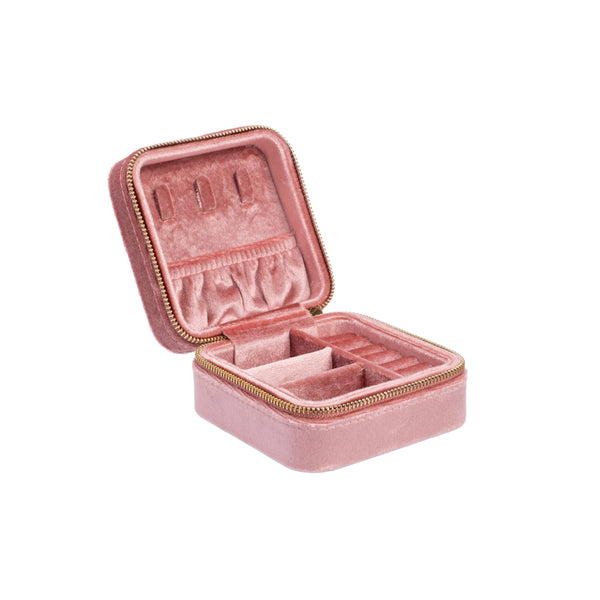 VELVET JEWELLERY BOX MINI SPARKLED ROSE