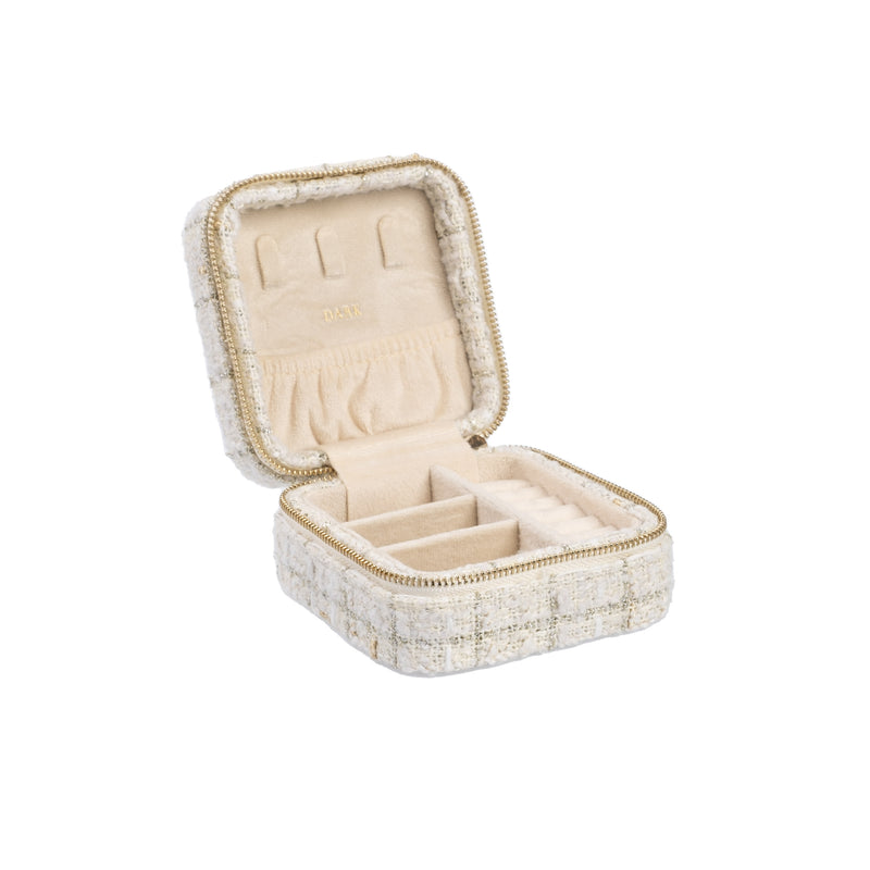 TWEED JEWELLERY BOX MINI VANILLA