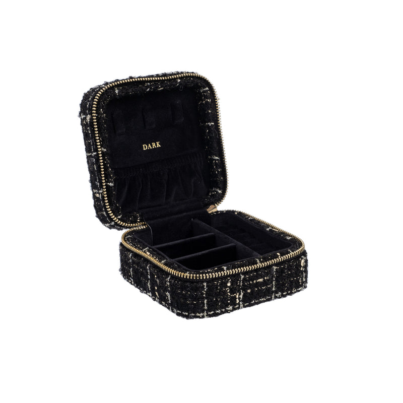 TWEED JEWELLERY BOX MINI BLACK W/GOLD