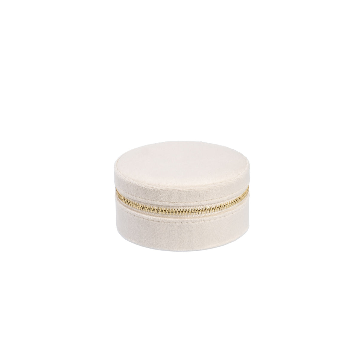 VELVET JEWELLERY BOX ROUND VANILLA