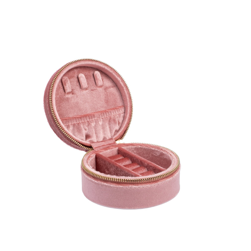 VELVET JEWELLERY BOX ROUND SPARKLED ROSE VELVET JEWELLERY BOX ROUND SPARKLED ROSE