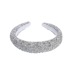 CRYSTAL HAIR BAND BROAD SILVER