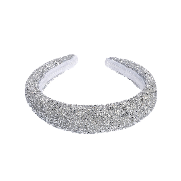 CRYSTAL HAIR BAND BROAD SILVER