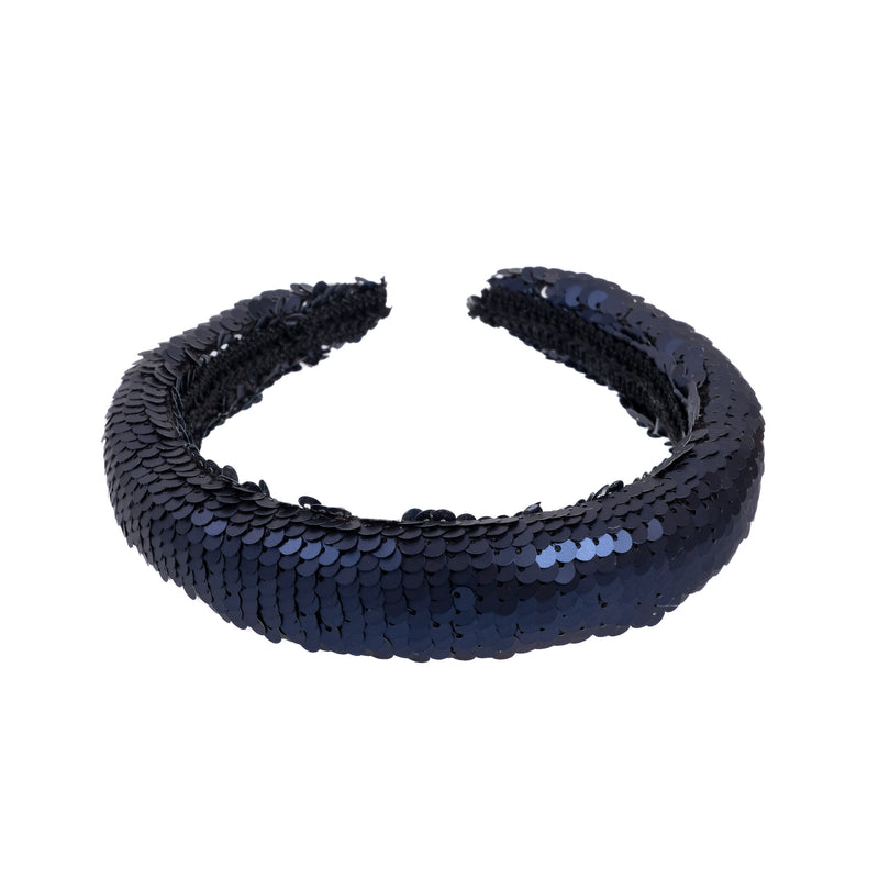 SEQUIN HAIR BAND BROAD NAVY BLUE