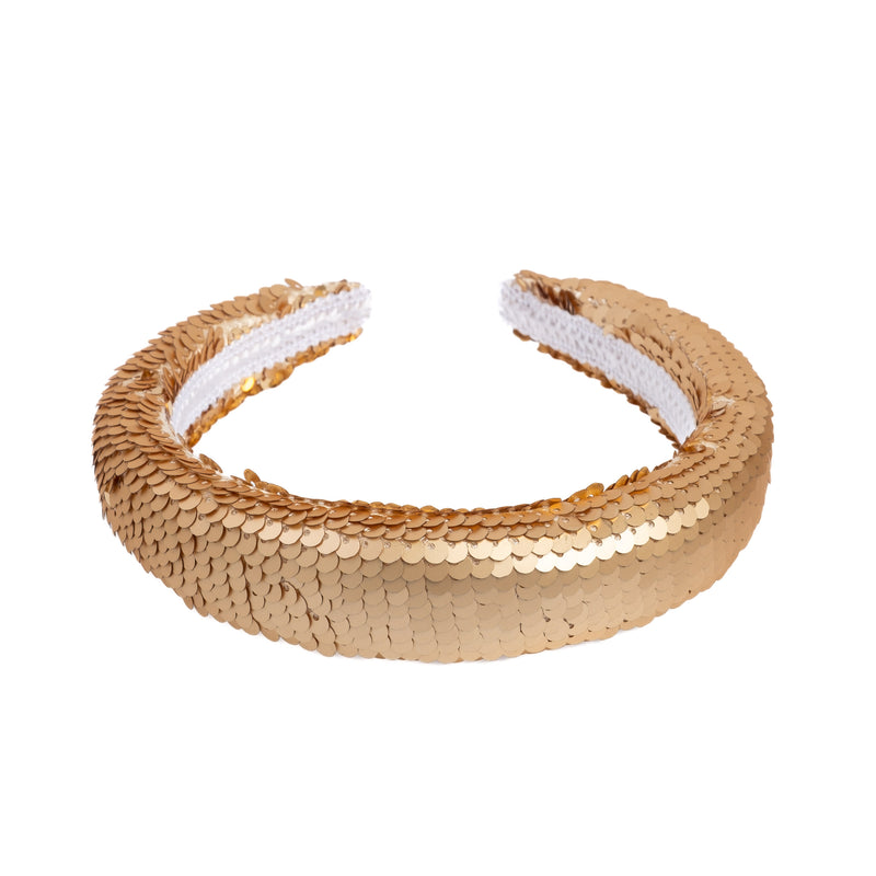 SEQUIN HAIR BAND BROAD GOLD