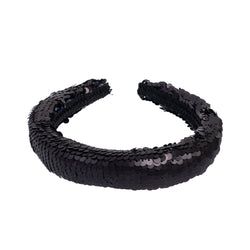 SEQUIN HAIR BAND BROAD BLACK