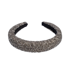 CRYSTAL HAIR BAND BROAD CHARCOAL