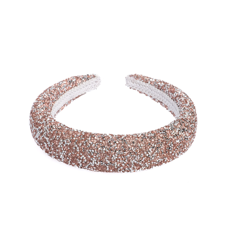 CRYSTAL HAIR BAND BROAD ROSE