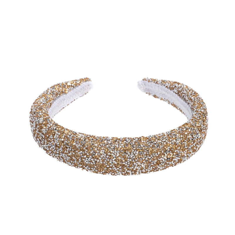 CRYSTAL HAIR BAND BROAD GOLD