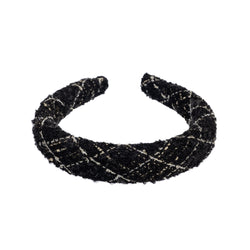 TWEED HAIR BAND BROAD BLACK
