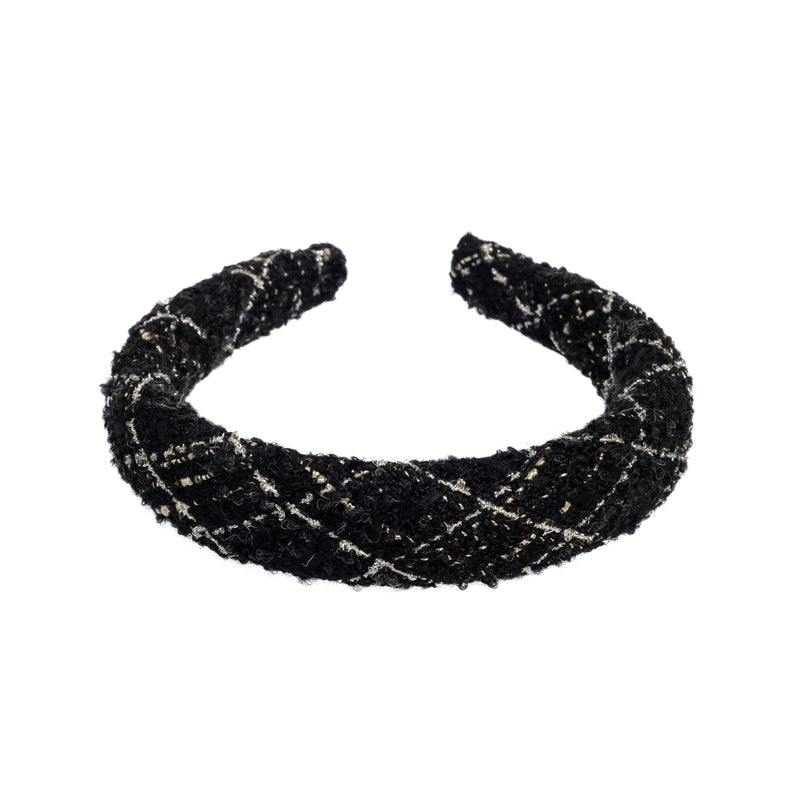 TWEED HAIR BAND BROAD BLACK