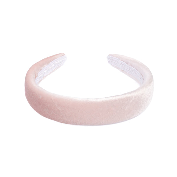 VELVET HAIR BAND BROAD SPARKLED PALE ROSE