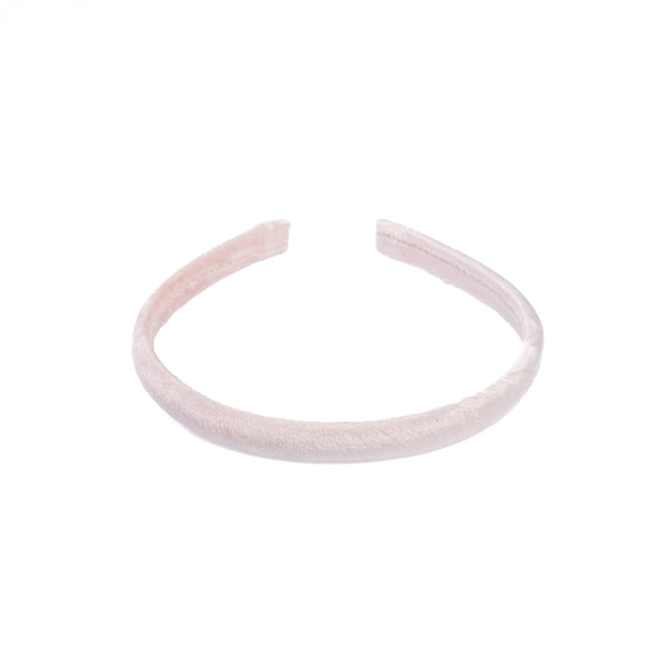 VELVET HAIR BAND THIN SPARKLED PALE ROSE