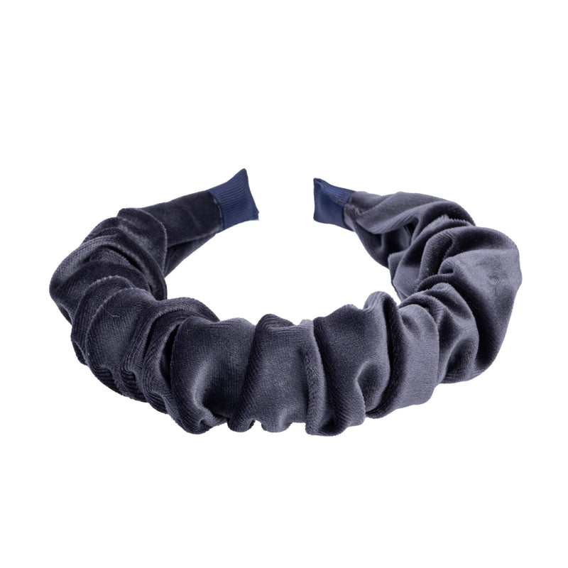 VELVET HAIR BAND WAVE STEEL BLUE