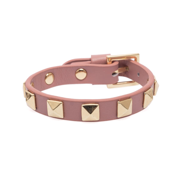 LEATHER STUD BRACELET ROSE