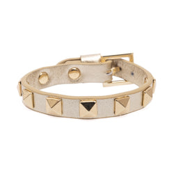 LEATHER STUD BRACELET GOLD METALLIC