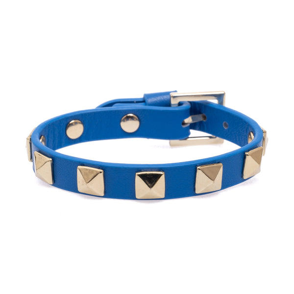 LEATHER STUD BRACELET STRONG BLUE