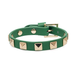 LEATHER STUD BRACELET GREEN