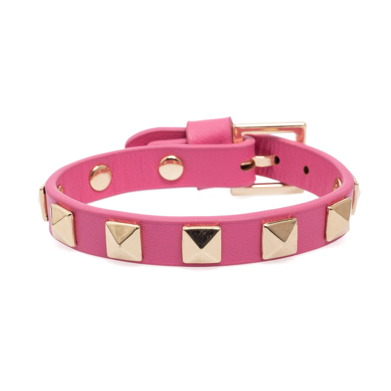 LEATHER STUD BRACELET PINK