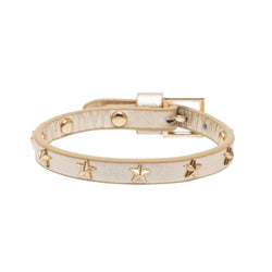 LEATHER STAR STUD BRACELET GOLD METALLIC