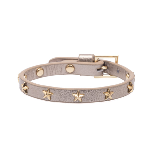 LEATHER STAR STUD BRACELET CHAMPAGNE METALLIC