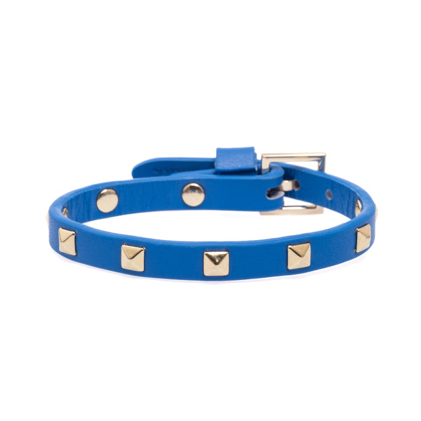 LEATHER STUD BRACELET MINI STRONG BLUE