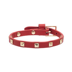 LEATHER STUD BRACELET MINI RED