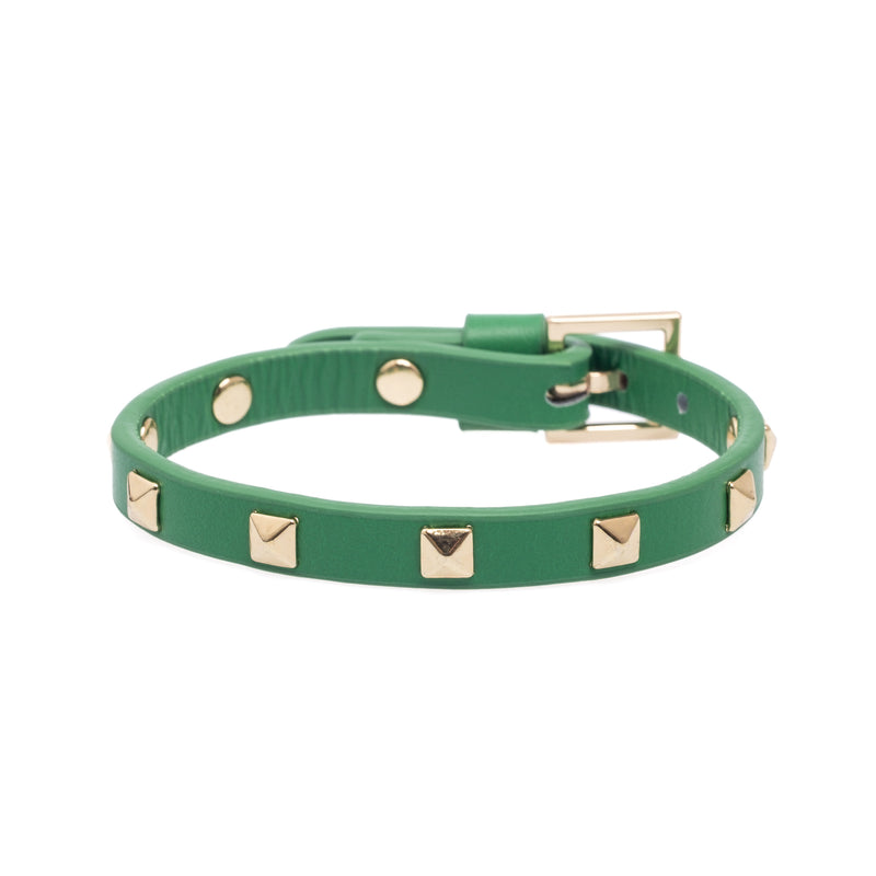 LEATHER STUD BRACELET MINI GREEN