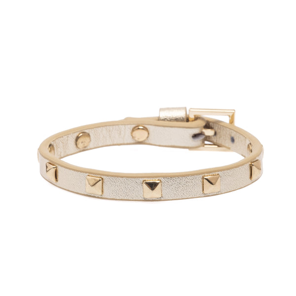 LEATHER STUD BRACELET MINI GOLD METALLIC