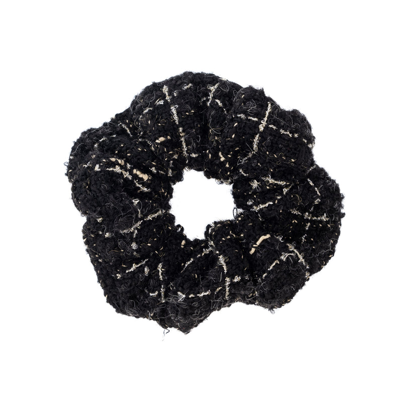 TWEED SCRUNCHIE BLACK W/GOLD