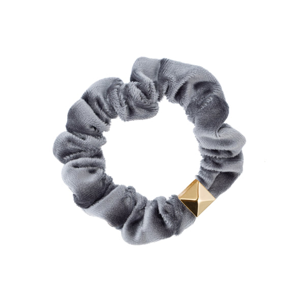 VELVET MINI SCRUNCHIE SPARKLED DARK SAGE