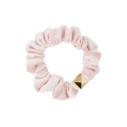 VELVET MINI SCRUNCHIE SPARKLED PALE ROSE