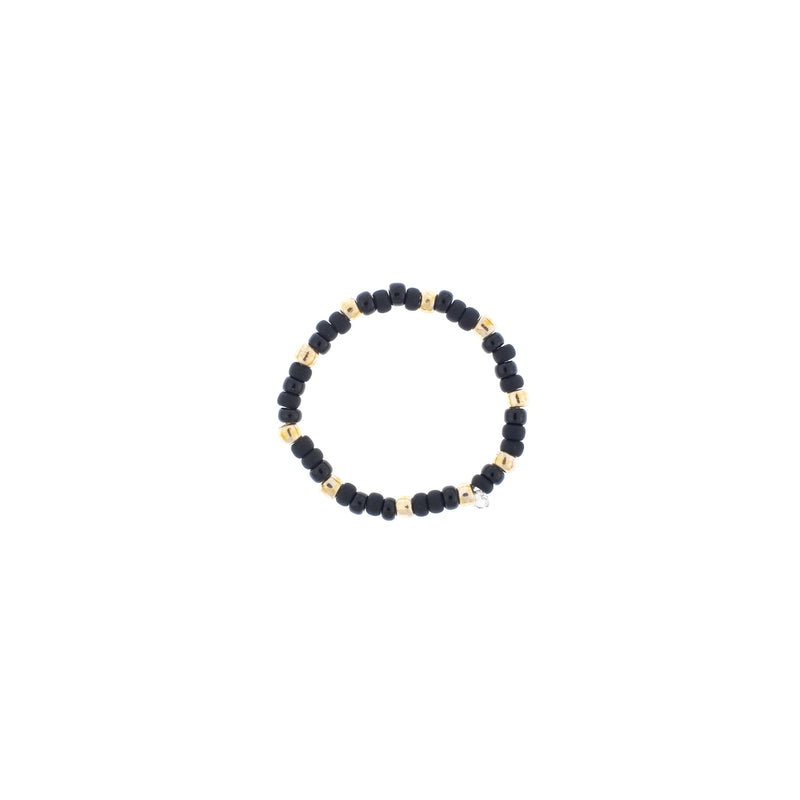 GLASS BEAD RING 2 MM BLACK MIX