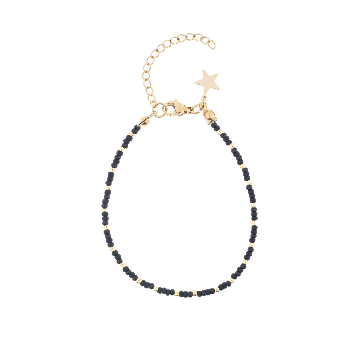 GLASS BEAD BRACELET 2 MM BLACK MIX