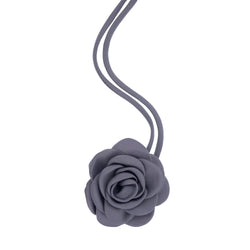 SATIN ROSE BROOCH STEEL BLUE