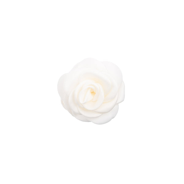 SATIN ROSE HAIR CLAW OFF WHITE