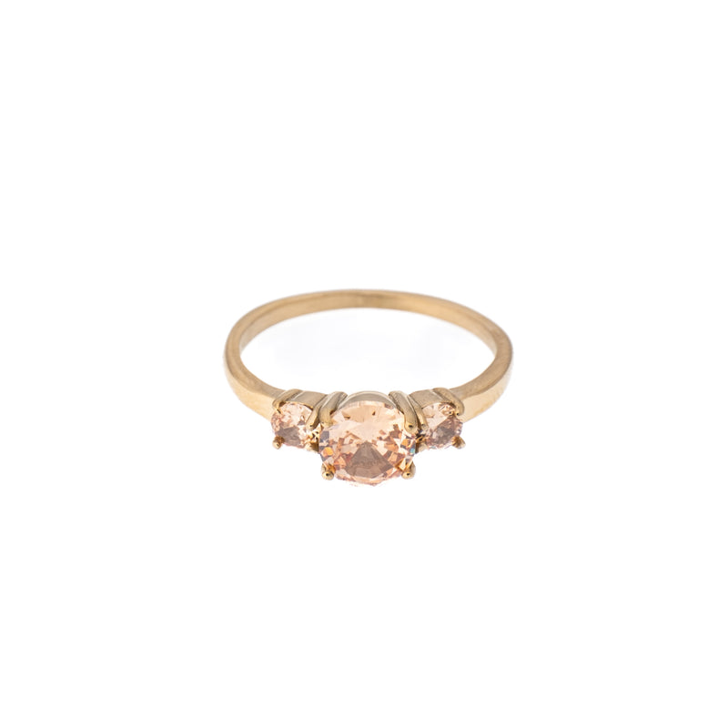 THREE STONE CRYSTAL RING CHAMPAGNE