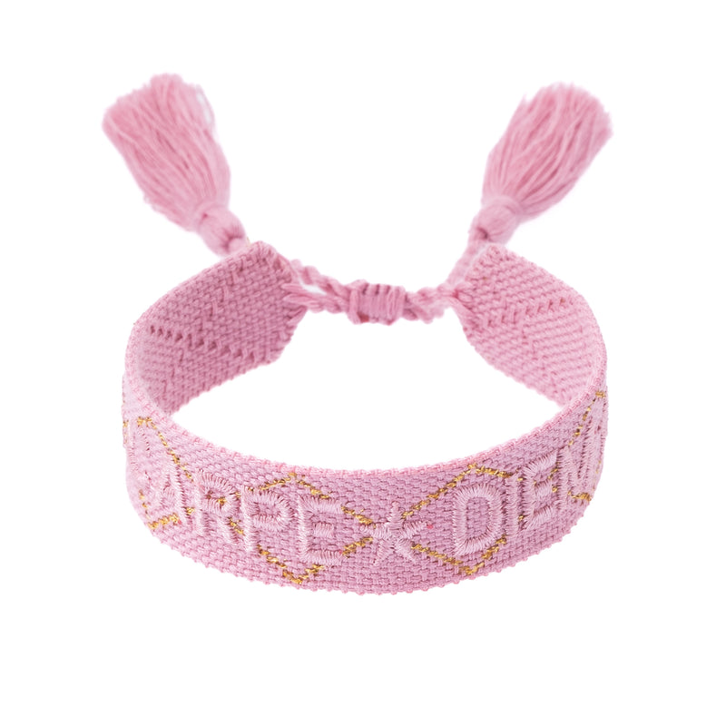 WOVEN FRIENDSHIP BRACELET "Carpe Diem" Rose W/Gold