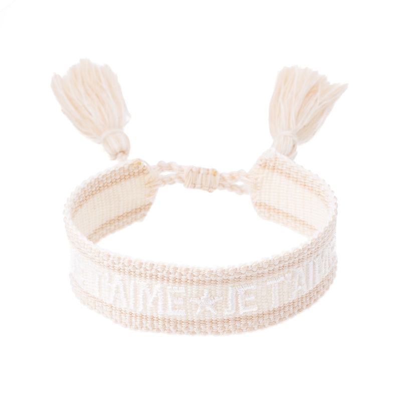 WOVEN FRIENDSHIP BRACELET "Je T'aime" Vanilla