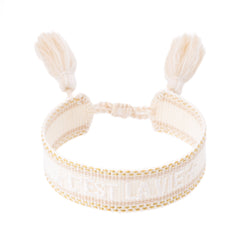 WOVEN FRIENDSHIP BRACELET "C'est La Vie" VANILLA W/GOLD