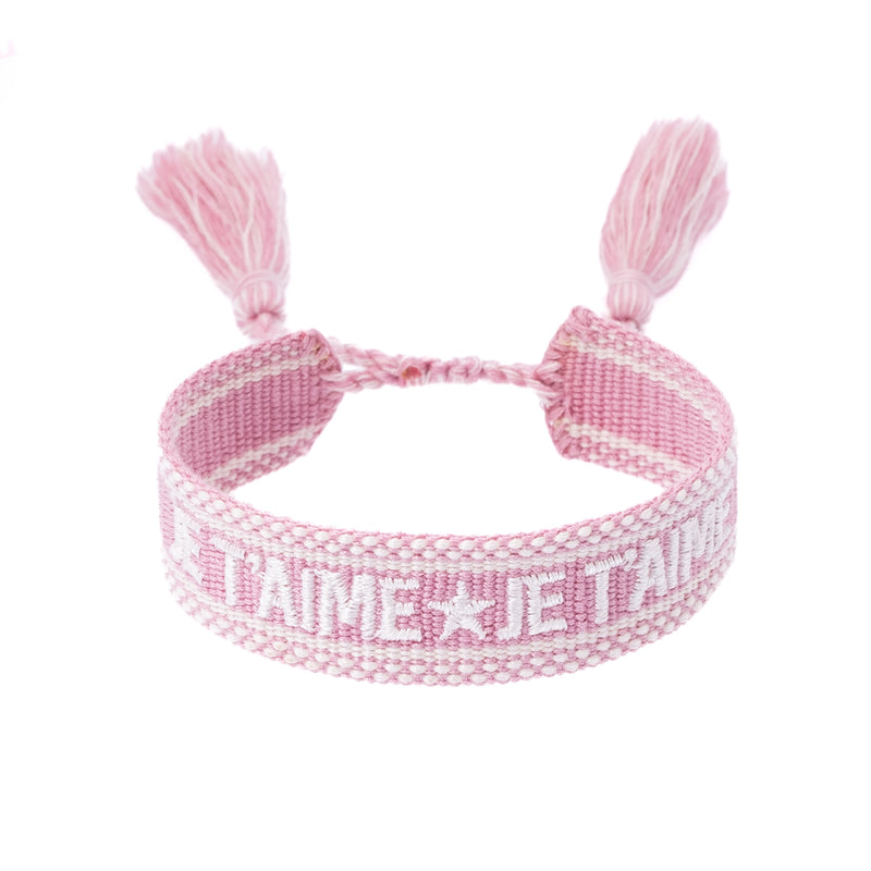 WOVEN FRIENDSHIP BRACELET "Je T'aime" Rose