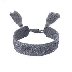 WOVEN FRIENDSHIP BRACELET "Carpe Diem" Dark Sage W/Silver