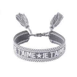 WOVEN FRIENDSHIP BRACELET "Je T'aime" Dark Sage